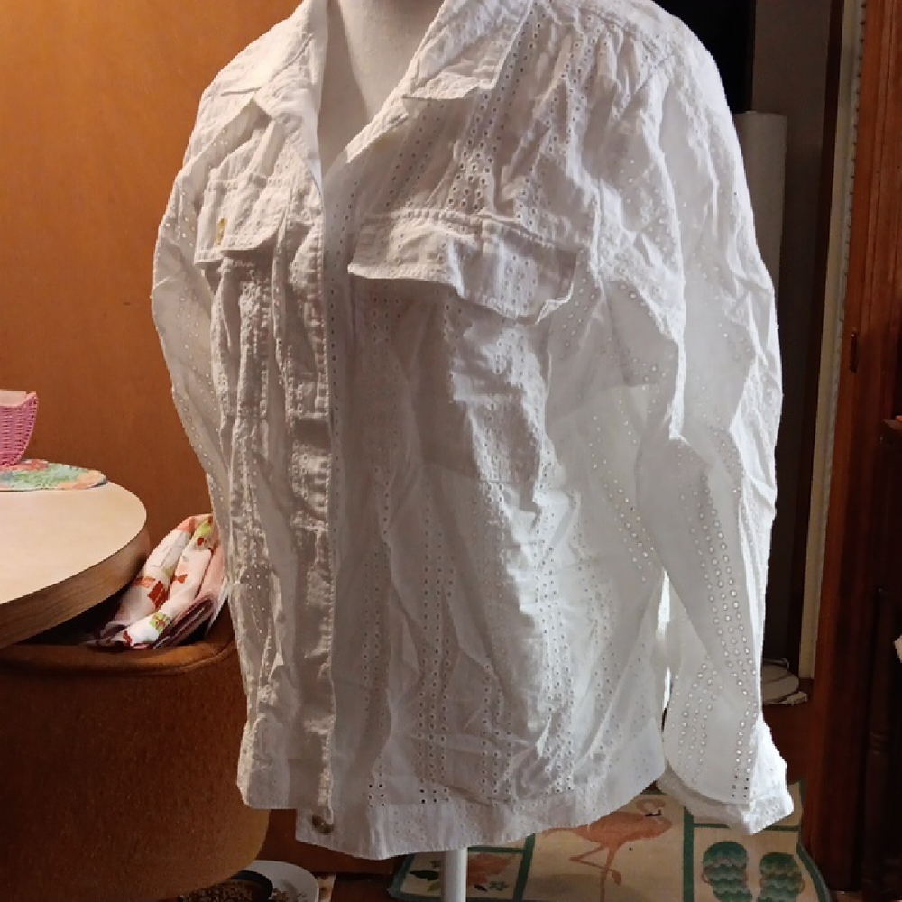 Cj Banks White Eyelet Jacket 1x